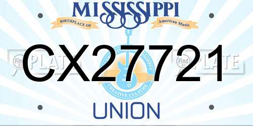CX27721 Mississippi License Plate
