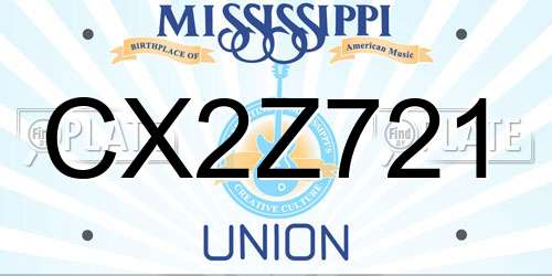 CX2Z721 Mississippi License Plate