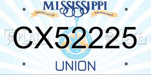 CX52225 Mississippi License Plate