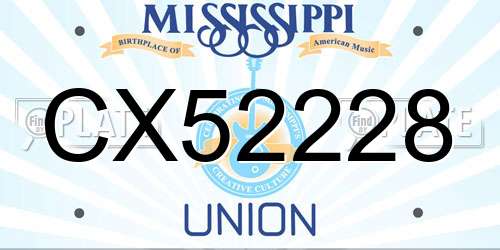CX52228 Mississippi License Plate