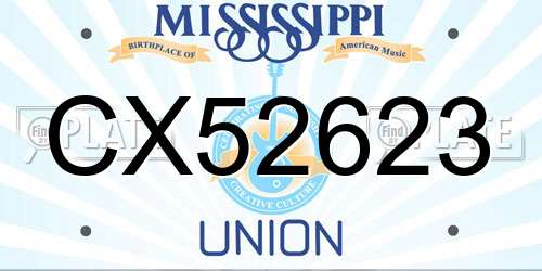 CX52623 Mississippi License Plate
