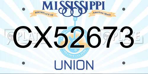 CX52673 Mississippi License Plate