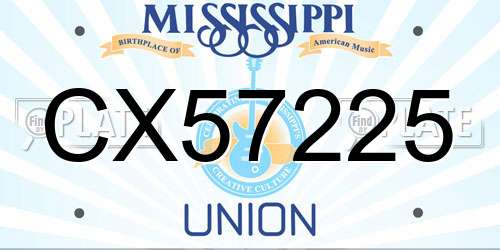 CX57225 Mississippi License Plate