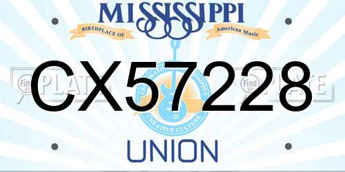 CX57228 Mississippi License Plate