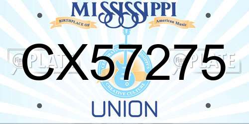 CX57275 Mississippi License Plate
