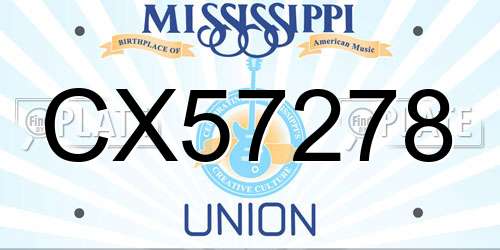 CX57278 Mississippi License Plate