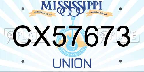 CX57673 Mississippi License Plate
