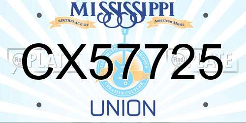 CX57725 Mississippi License Plate