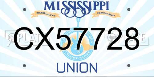 CX57728 Mississippi License Plate