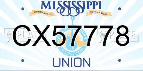 CX57778 Mississippi License Plate