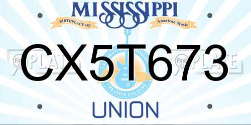 CX5T673 Mississippi License Plate