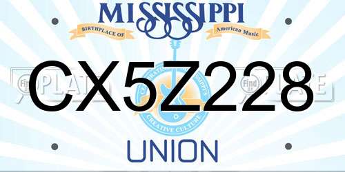CX5Z228 Mississippi License Plate