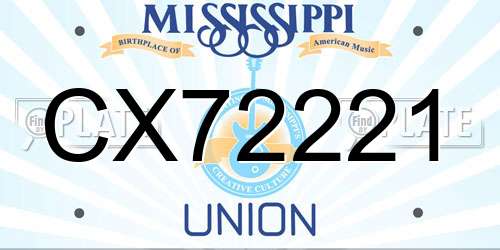 CX72221 Mississippi License Plate