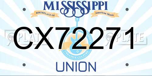 CX72271 Mississippi License Plate