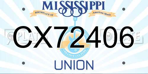 CX72406 Mississippi License Plate
