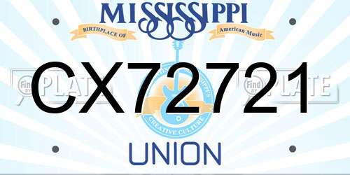 CX72721 Mississippi License Plate