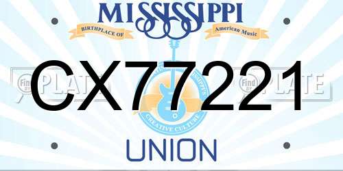 CX77221 Mississippi License Plate