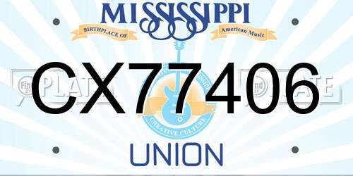 CX77406 Mississippi License Plate