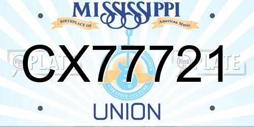 CX77721 Mississippi License Plate