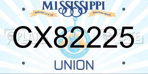 CX82225 Mississippi License Plate