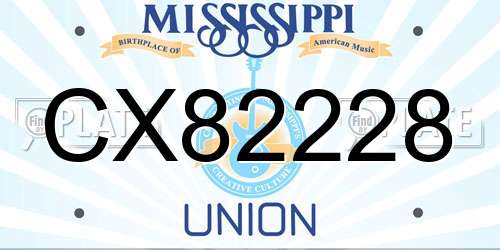 CX82228 Mississippi License Plate