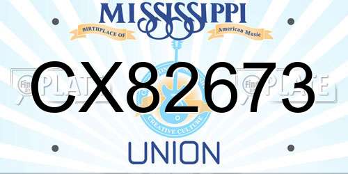 CX82673 Mississippi License Plate