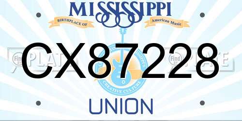 CX87228 Mississippi License Plate