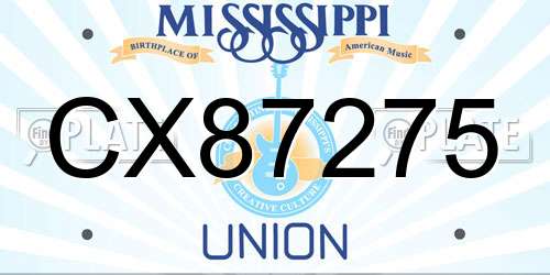 CX87275 Mississippi License Plate