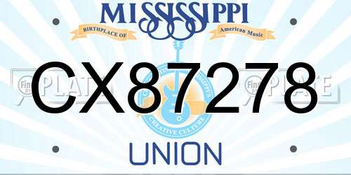 CX87278 Mississippi License Plate