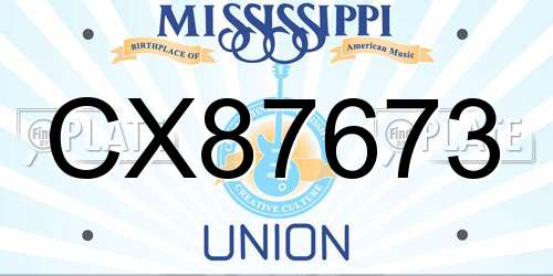 CX87673 Mississippi License Plate