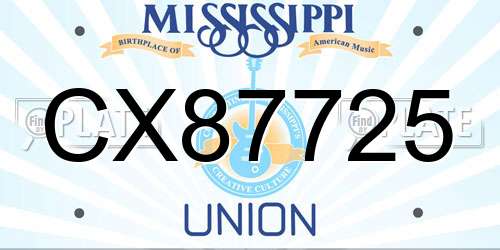 CX87725 Mississippi License Plate