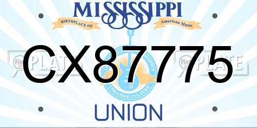 CX87775 Mississippi License Plate
