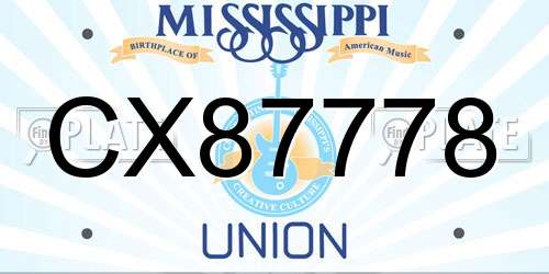 CX87778 Mississippi License Plate