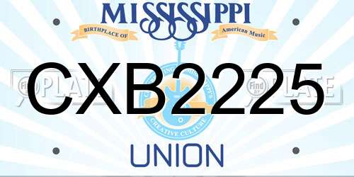 CXB2225 Mississippi License Plate