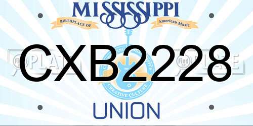CXB2228 Mississippi License Plate
