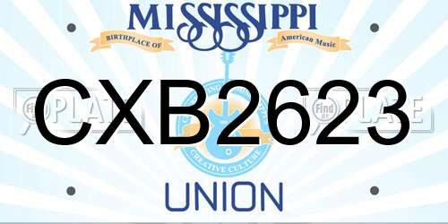 CXB2623 Mississippi License Plate