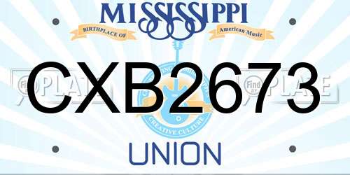 CXB2673 Mississippi License Plate
