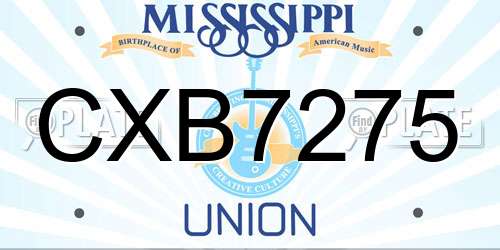 CXB7275 Mississippi License Plate