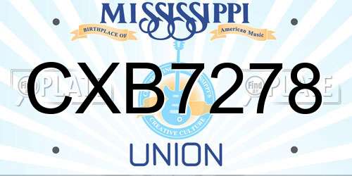 CXB7278 Mississippi License Plate