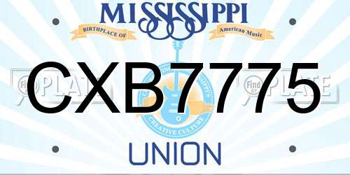 CXB7775 Mississippi License Plate