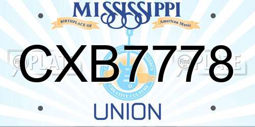 CXB7778 Mississippi License Plate