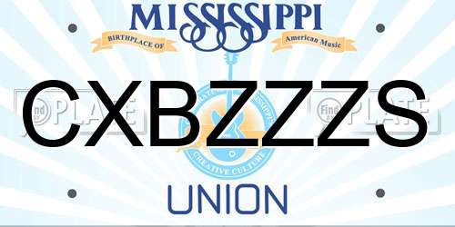 CXBZZZS Mississippi License Plate