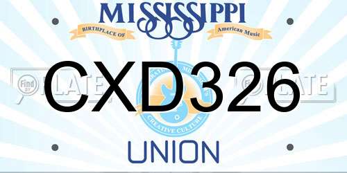 CXD326 Mississippi License Plate