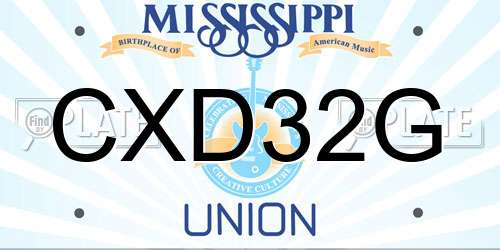 CXD32G Mississippi License Plate