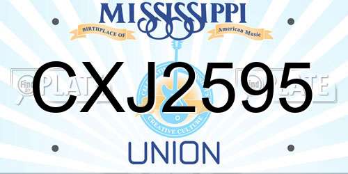 CXJ2595 Mississippi License Plate
