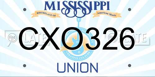 CXO326 Mississippi License Plate