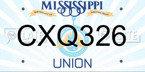 CXQ326 Mississippi License Plate
