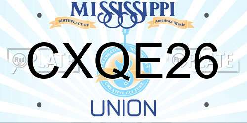 CXQE26 Mississippi License Plate