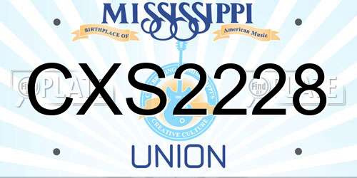 CXS2228 Mississippi License Plate