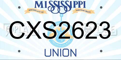 CXS2623 Mississippi License Plate